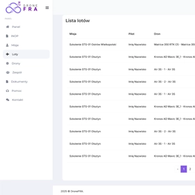DroneFRA Flights Application Screen